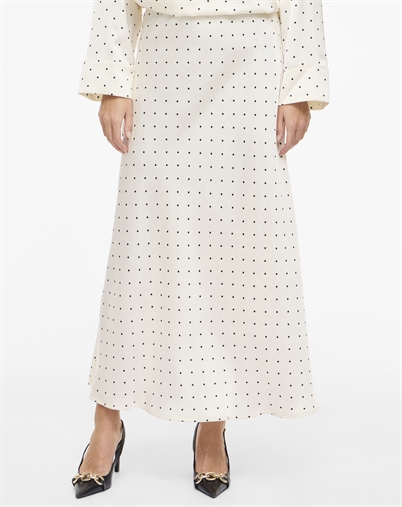 Vila - VIFadia Midi Ankle Nederdel - Cloud Dancer/Black Dots